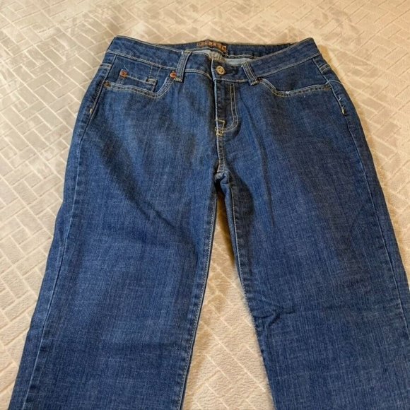 Bitten Womens 4p Denim Jeans Blue Flare Mid Rise Medium Wash Stretch - Picture 2 of 12